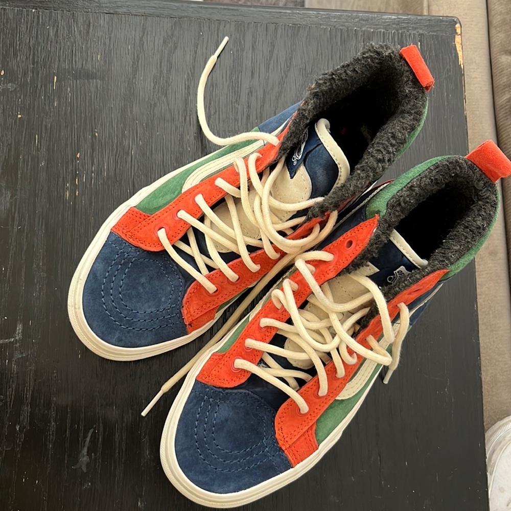 multi colored vans size 7.5 womans 6 mens lined